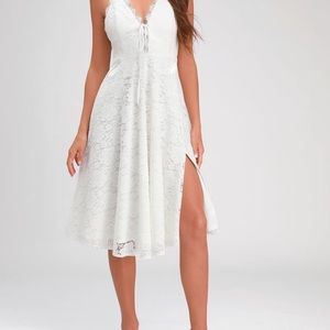Waverly White Dress lace-up Midi